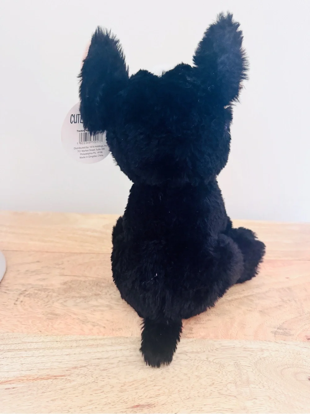 Black & White Plush Dog with Heart Sunglasses - Stuffed Animal
